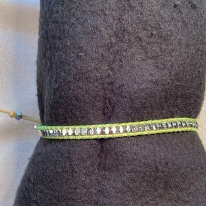 Stella & Dot, green wrap bracelet,‎ silver tone beads
